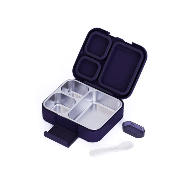 LUNCH BOX SAVE THE AEGEAN 950ml 3 STAINLESS STEEL REMOVABLE COMPARTMENTS SOLAR JUMB
