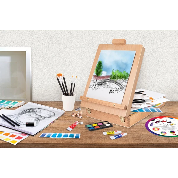 AS MEGA PAINTING WORKSHOP 5 IN 1 WITH WOODEN  CASE-EASEL FOR AGES 7+