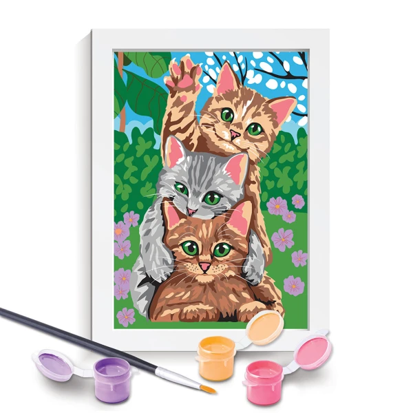 HAPPIHOBBI PAINT & FRAME PAINT BY NUMBERS FUNNY KITTIES