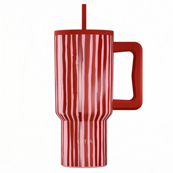ESTIA HOME ART ΘΕΡΜΟΣ STRAW TUMBLER XL 900ml - VIVA STRIPE
