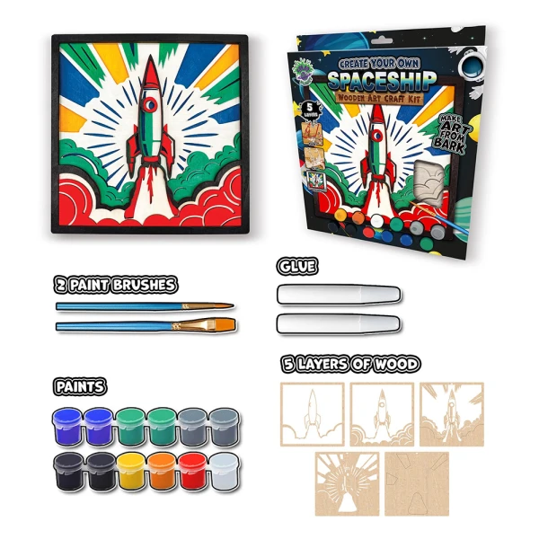 SPLAT PLANET WOODEN ART CRAFT KIT SPACESHIP