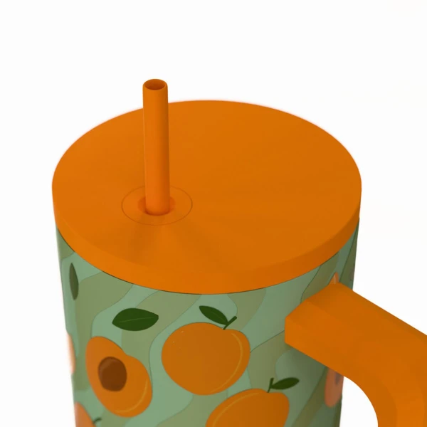 ESTIA HOME ART ΘΕΡΜΟΣ STRAW TUMBLER XL 900ml - PEACH GARDEN