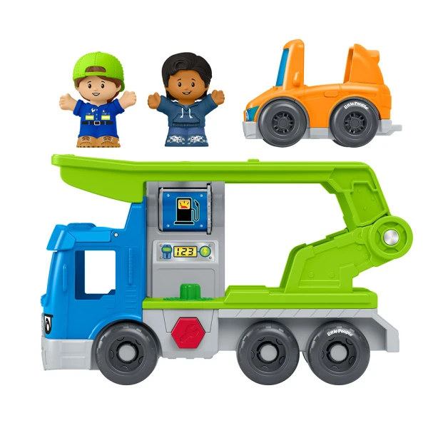 FISHER PRICE LITTLE PEOPLE HAULER WITH VEHICLE AND FIGURES