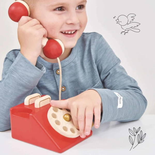 LE TOY VAN ΞΥΛΙΝΟ VINTAGE ΤΗΛΕΦΩΝΟ ΚΟΚΚΙΝΟ 10Χ13Χ9 εκ.