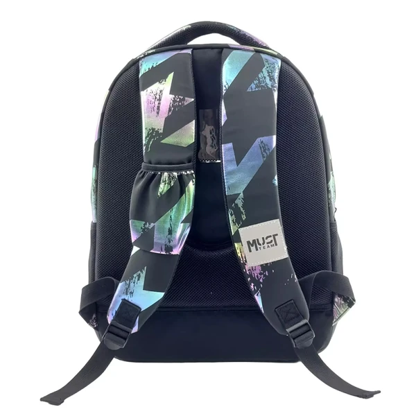 MUST TEAM SCHOOL BACKPACK 32X18X43 cm WITH 3 CASES HOLOGRAM COLOURS