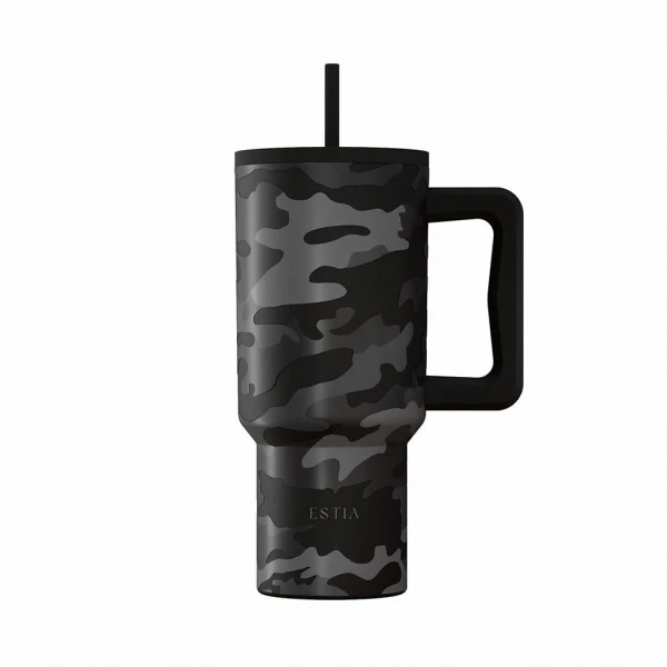 ESTIA HOME ART ΘΕΡΜΟΣ STRAW TUMBLER XL 900ml - DARK CAMO