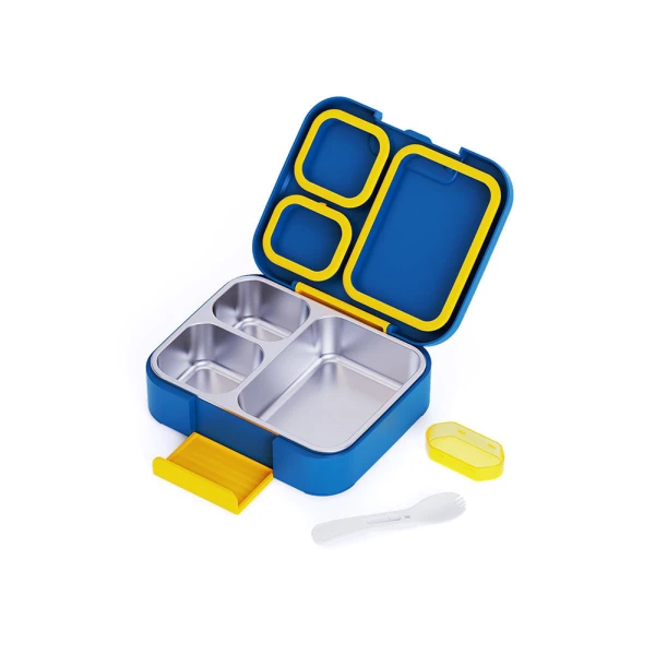 LUNCH BOX SAVE THE AEGEAN 950ml 3 STAINLESS STEEL REMOVABLE COMPARTMENTS CITY HEROES