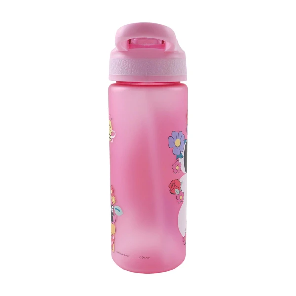PLASTIC WATER BOTTLE 600ml WITH STRAW MINNIE