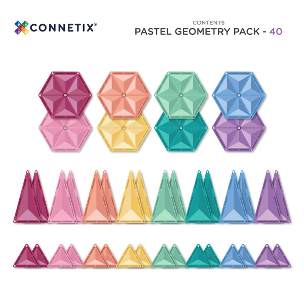 CONNETIX ΜΑΓΝΗΤΙΚΑ ΤΟΥΒΛΑΚΙΑ PASTEL GEOMETRY PACK 40 τεμ.