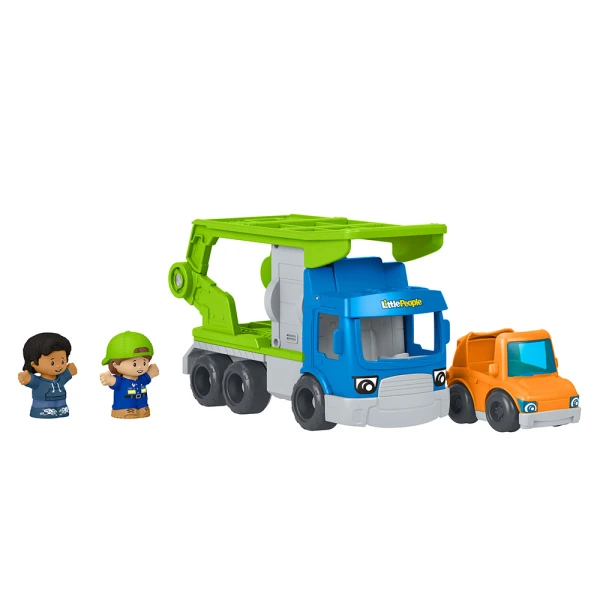 FISHER PRICE LITTLE PEOPLE HAULER WITH VEHICLE AND FIGURES
