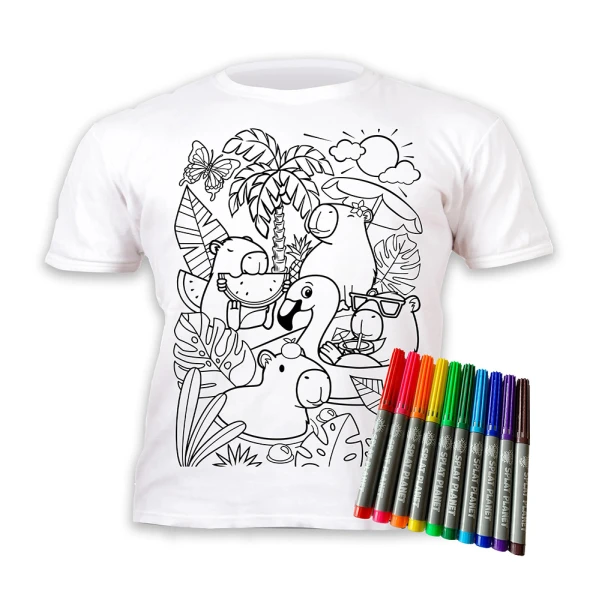 SPLAT PLANET ΠΛΕΝΟΜΕΝΟ T-SHIRT ΖΩΓΡΑΦΙΚΗΣ CAPYBARA ΜΕ ΜΑΡΚΑΔΟΡΟΥΣ (9-11 ΕΤΩΝ)