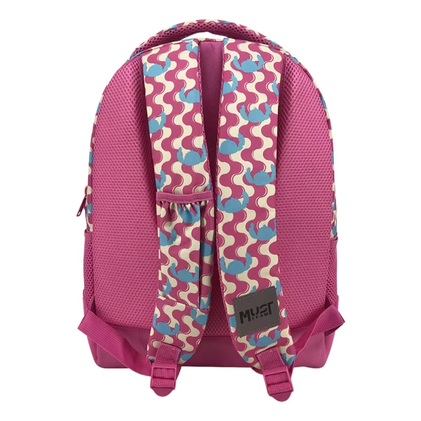 MUST TEAM ΤΣΑΝΤΑ ΠΛΑΤΗΣ 32X18X43 εκ. ΜΕ 3 ΘΗΚΕΣ STITCH PINK