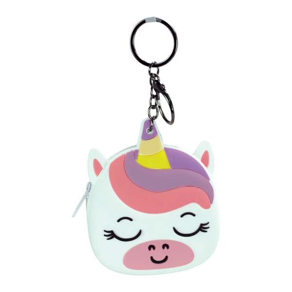 SILICONE KEYCHAIN COIN PURSE HAPPY LIFE UNICORN