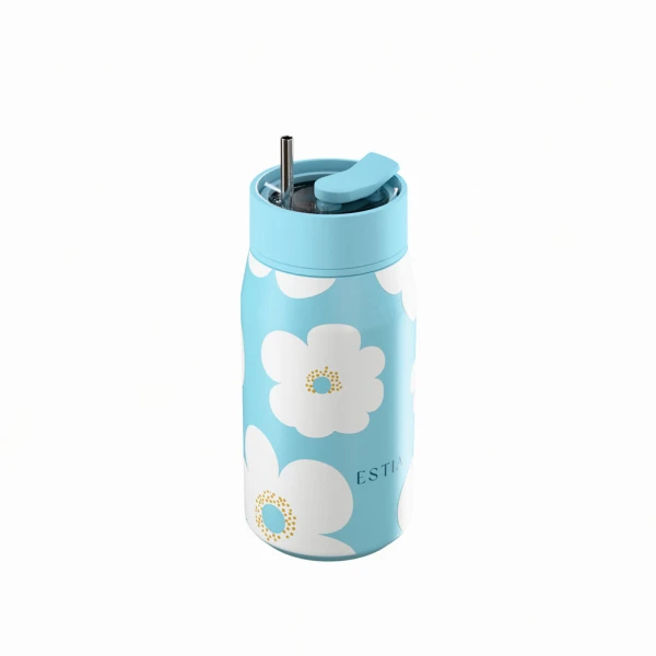 ESTIA HOME ART THERMOS LENS SAVE THE AEGEAN 360ml BLUE DAISY