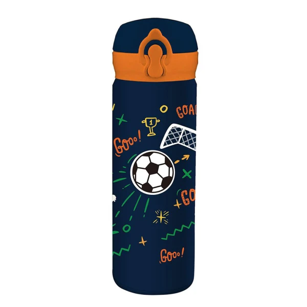 MUST TEAM STAINLESS STEEL THERMAL WATER BOTTLE 500ml 8X22 cm WITH STRAW - 4 DESIGNS