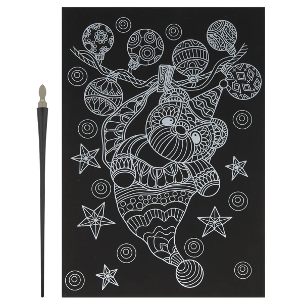 XMAS SCRATCH ART A4 RAINBOW/SILVER - 2 ΣΧΕΔΙΑ
