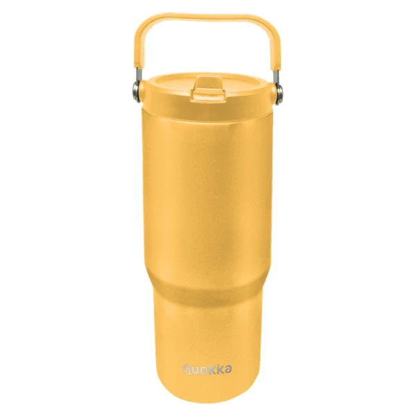 QUOKKA ΑΝΟΞΕΙΔΩΤΟ ΘΕΡΜΟΣ TUMBLER ΜΕ ΚΑΛΑΜΑΚΙ & ΛΑΒΗ 860ml CORE SAFFRON YELLOW