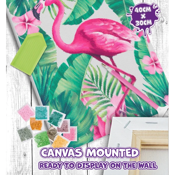 SPLAT PLANET ΣΕΤ DIAMOND PAINTING ΣΕ ΚΑΜΒΑ ΜΕ ΤΕΛΑΡΟ 30Χ40 εκ. FLAMINGO