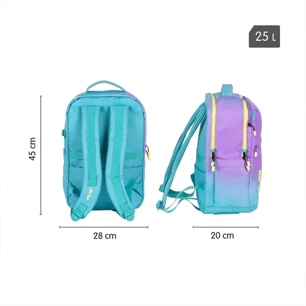 MILAN BACKPACK WITH 5 COMPARTMENTS 45.5X28X17.5 cm SUNSET COLLECTION TURQUOISE