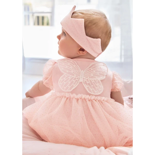 MAYORAL ROMPER TULLE SKIRT AND HEADBAND PINK