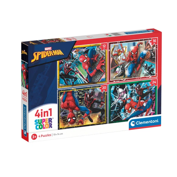 CLEMENTONI ΠΑΙΔΙΚΟ ΠΑΖΛ SUPER COLOR 4 ΣΕ 1 MARVEL SPIDERMAN 12-16-20-24 τμχ