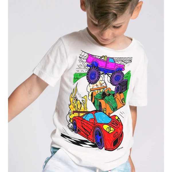 SPLAT PLANET ΠΛΕΝΟΜΕΝΟ T-SHIRT ΖΩΓΡΑΦΙΚΗΣ CARS ΜΕ ΜΑΡΚΑΔΟΡΟΥΣ (7-8 ΕΤΩΝ)