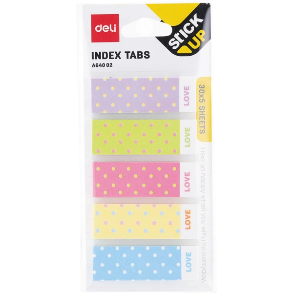 DELI STICKY BOOKMARKS 5X30 SHEETS 45X15mm - 3 DESIGNS