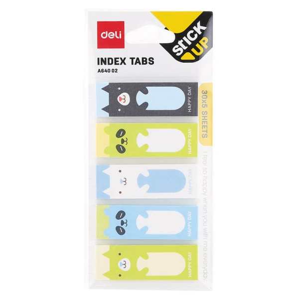 DELI STICKY BOOKMARKS 5X30 SHEETS 45X15mm - 3 DESIGNS