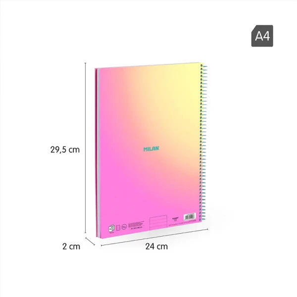 MILAN ΤΕΤΡΑΔΙΟ ΣΠΙΡΑΛ A4 90 ΦΥΛΛΑ SUNSET COLLECTION ΡΟΖ