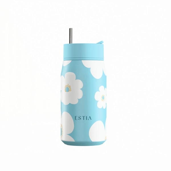 ESTIA HOME ART THERMOS LENS SAVE THE AEGEAN 360ml BLUE DAISY