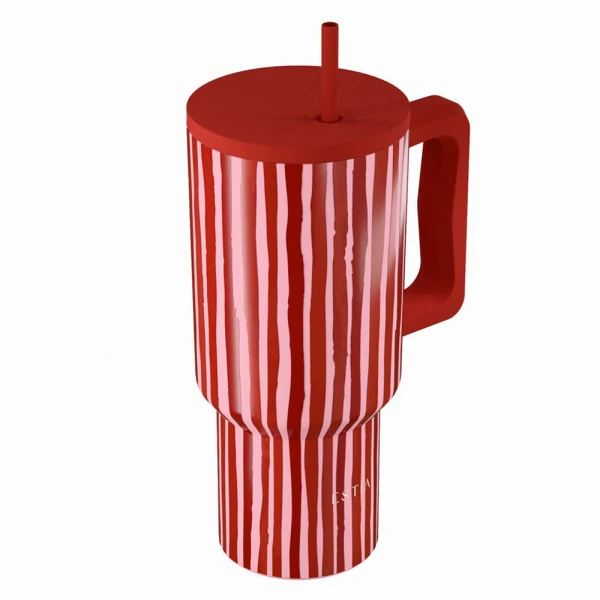ESTIA HOME ART ΘΕΡΜΟΣ STRAW TUMBLER XL 900ml - VIVA STRIPE
