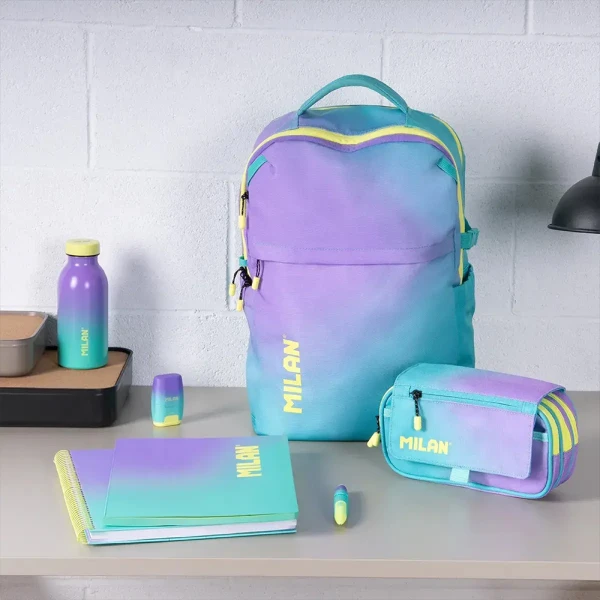 MILAN BACKPACK WITH 5 COMPARTMENTS 45.5X28X17.5 cm SUNSET COLLECTION TURQUOISE