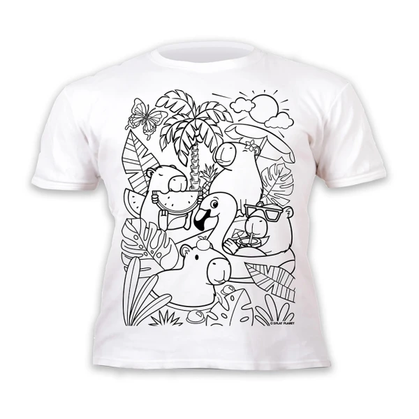 SPLAT PLANET ΠΛΕΝΟΜΕΝΟ T-SHIRT ΖΩΓΡΑΦΙΚΗΣ CAPYBARA ΜΕ ΜΑΡΚΑΔΟΡΟΥΣ (9-11 ΕΤΩΝ)