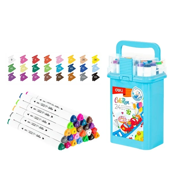 DELI ΜΑΡΚΑΔΟΡΟΙ ΣΧΕΔΙΟΥ ΔΙΠΛΗ ΜΥΤΗ WASHABLE ΣΕ ΠΛΑΣΤΙΚΗ ΘΗΚΗ 24 ΧΡΩΜΑΤΑ