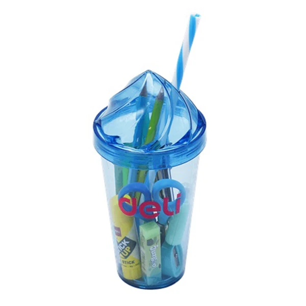 DELI STATIONERY SET FILLED CUP BACK TO SCHOOL BLUE
