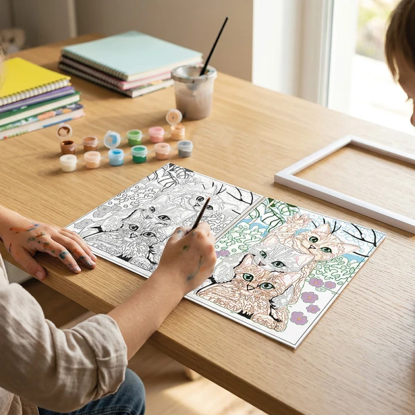 HAPPIHOBBI PAINT & FRAME PAINT BY NUMBERS FUNNY KITTIES
