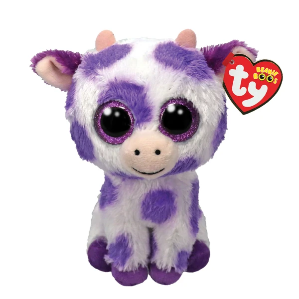TY BEANIE BOOS ETHEL ΧΝΟΥΔΩΤΗ ΑΓΕΛΑΔΙΤΣΑ ΛΕΥΚΗ ΜΕ ΜΩΒ ΣΤΑΜΠΕΣ 15 εκ.