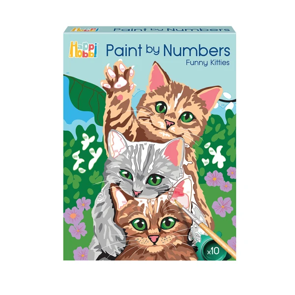 HAPPIHOBBI PAINT & FRAME PAINT BY NUMBERS FUNNY KITTIES