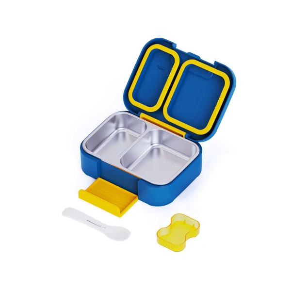 LUNCH BOX SAVE THE AEGEAN 750ml 2 STAINLESS STEEL REMOVABLE COMPARTMENTS CITY HEROES