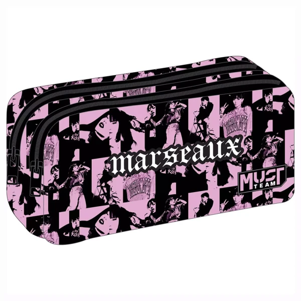 MUST TEAM BARREL PENCIL CASE MARSEAUX PINK 21X6X9 cm 2 COMPARTMENTS