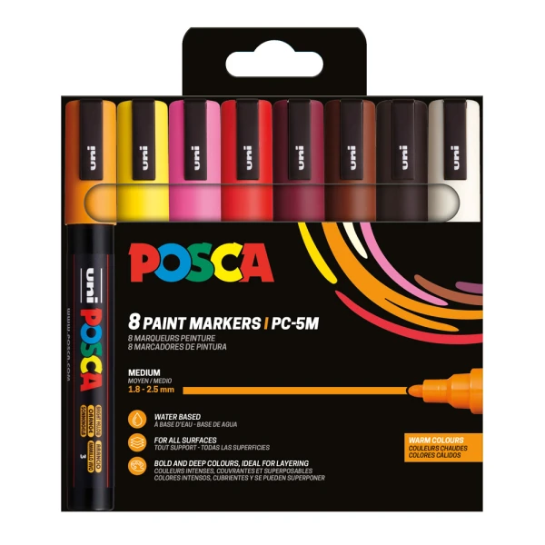 POSCA ΣΕΤ 8 ΜΑΡΚΑΔΟΡΟΙ PC-5M – WARM COLOR