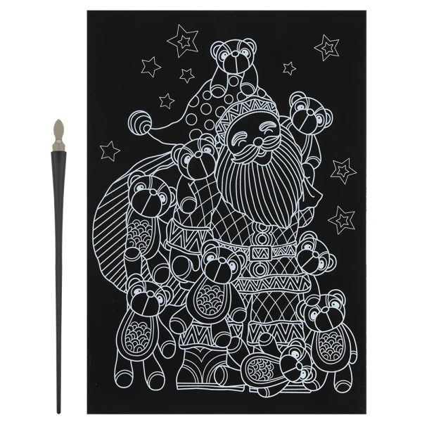 XMAS SCRATCH ART A4 RAINBOW/SILVER - 2 ΣΧΕΔΙΑ
