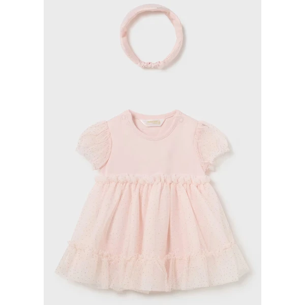 MAYORAL ROMPER TULLE SKIRT AND HEADBAND PINK