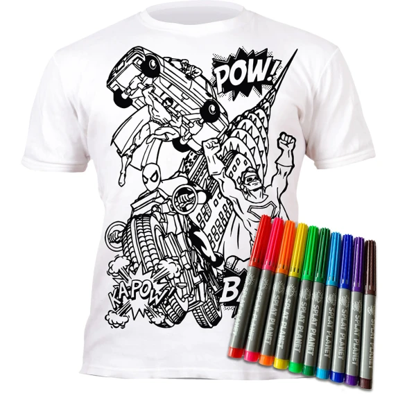 SPLAT PLANET ΠΛΕΝΟΜΕΝΟ T-SHIRT ΖΩΓΡΑΦΙΚΗΣ SUPER HEROES ΜΕ ΜΑΡΚΑΔΟΡΟΥΣ (5-6 ΕΤΩΝ)