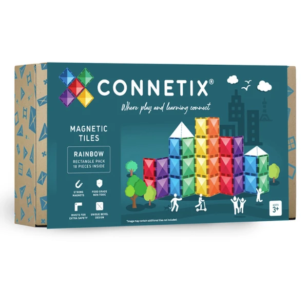 CONNETIX ΜΑΓΝΗΤΙΚΑ ΤΟΥΒΛΑΚΙΑ RAINBOW RECTANGLE PACK 18 τεμ.