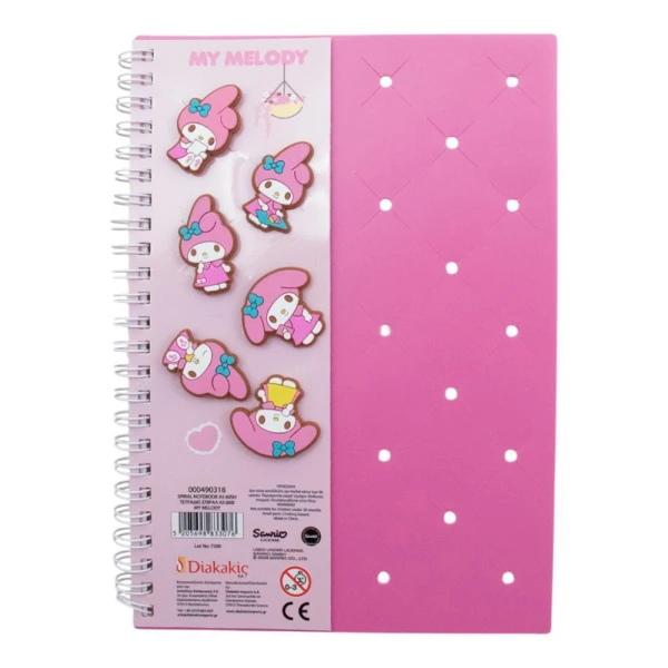 SPIRAL NOTEBOOK A5 60 SHEETS WITH 6 PINS MY MELODY
