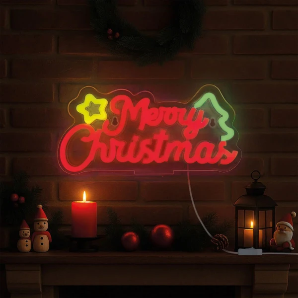 LEGAMI NEON EFFECT LED ΠΙΝΑΚΙΔΑ - IT\'S A SIGN - MERRY XMAS