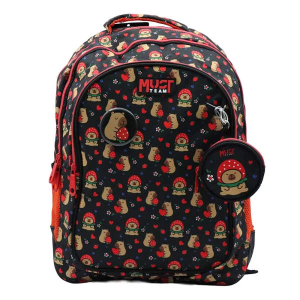 MUST TEAM SCHOOL BACKPACK 32X18X43 cm WITH 3 CASES CAPYBARA