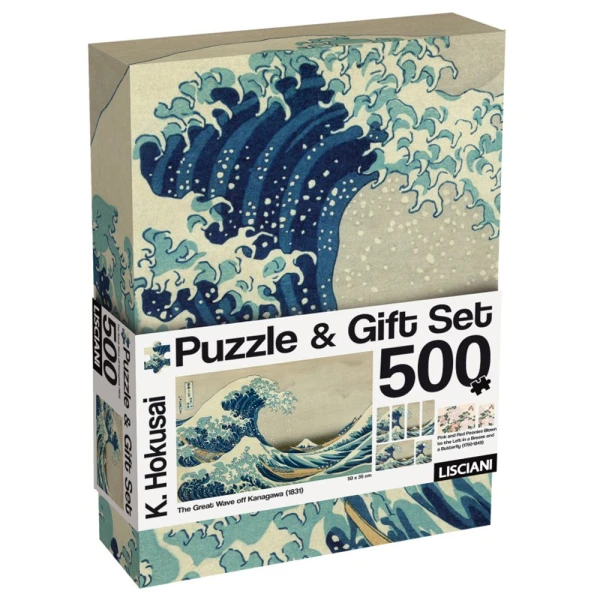 LISCIANI PUZZLE 500 pcs AND BOOKMARKS HOKUSAI THE GREAT WAVE