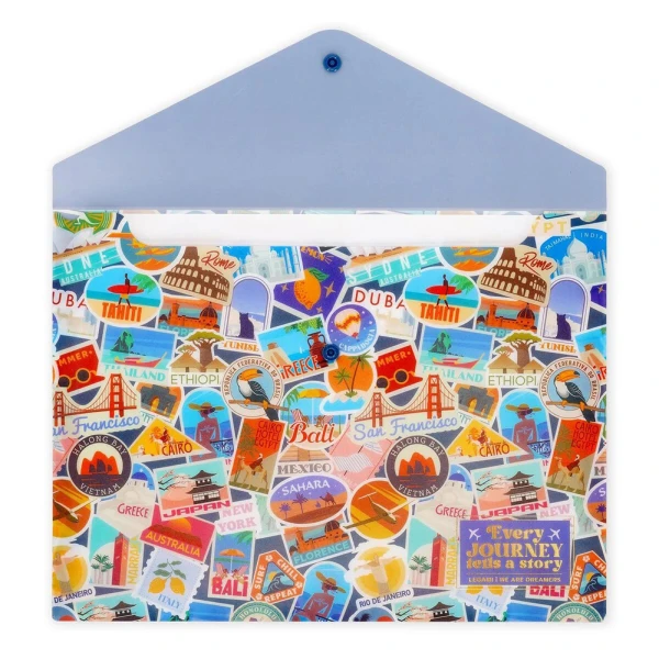 LEGAMI FOLDER WITH BUTTON FOLD & ORDER - TRAVEL STICKERS